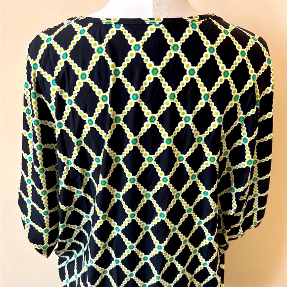 Pretty Palm Springs Trina Turk Classic Bright Colorful Retro Patter Tunic Top M - Picture 8 of 10